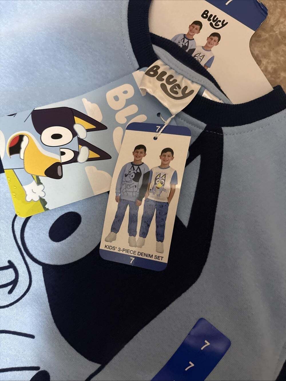 kids 3 piece denim set/ Boys Bluey blue Set